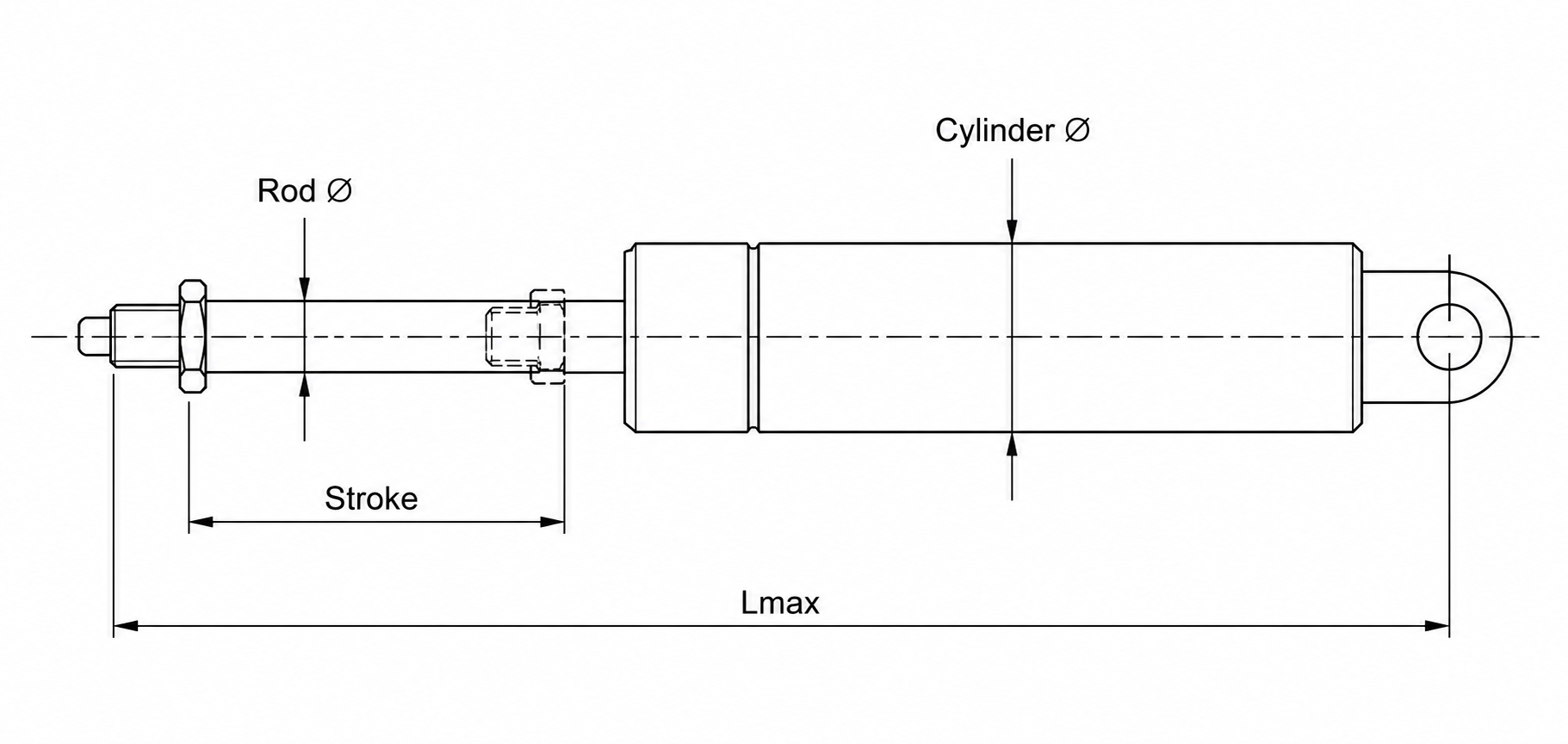 Lockable Gas Spring Drawing